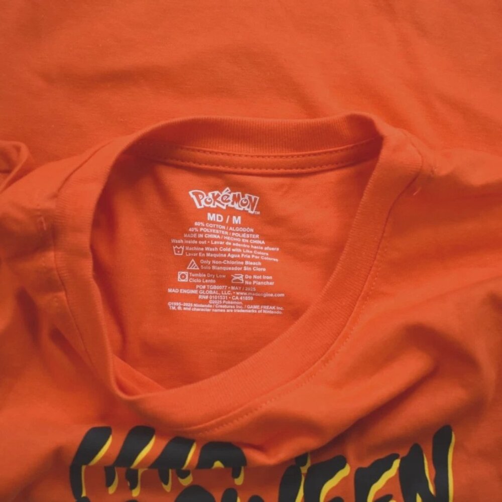Pokémon Pikachu Happy Halloween Youth Boys Orange Shirt New Medium - Picture 2 of 2